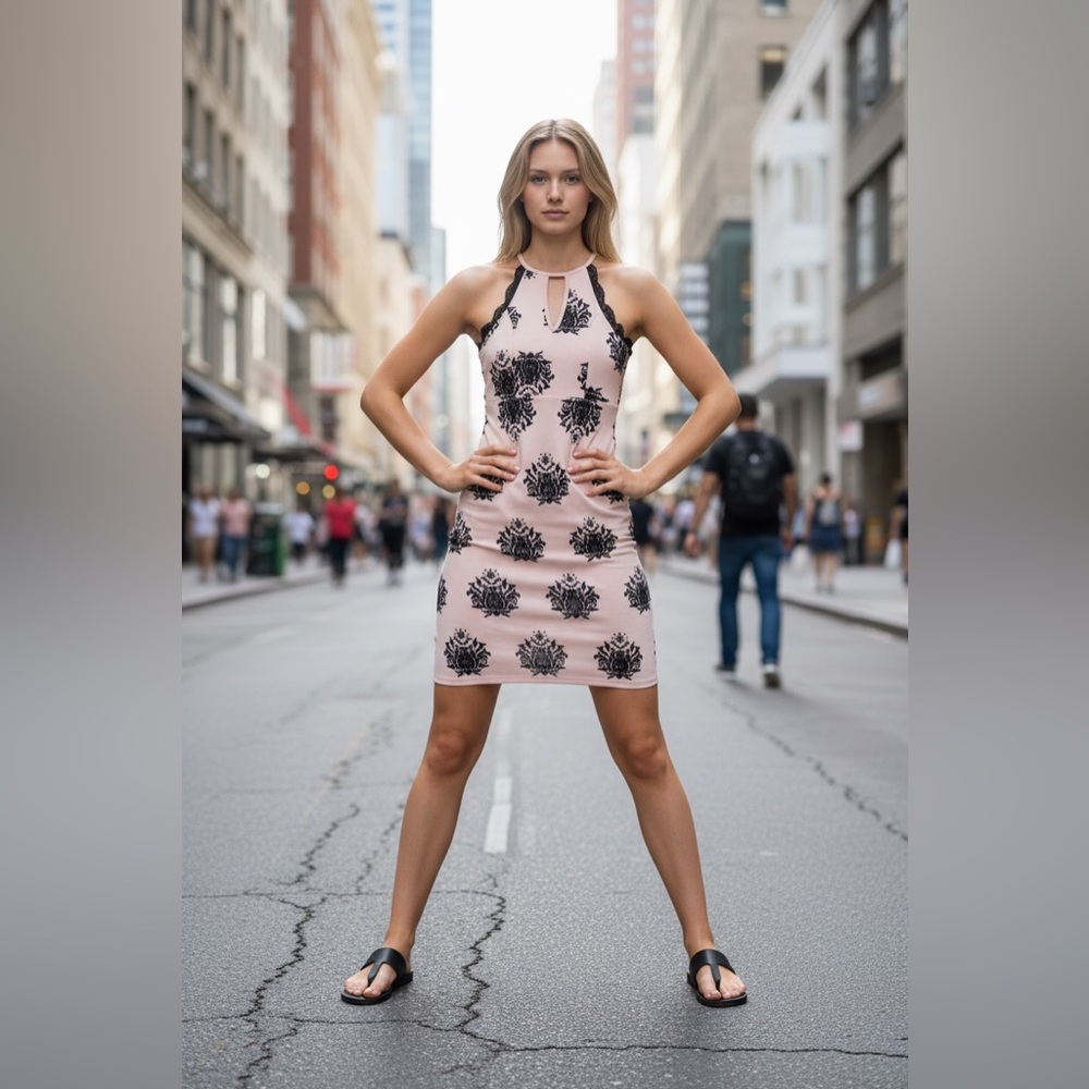 My Michelle Pink and Black Mini Dress